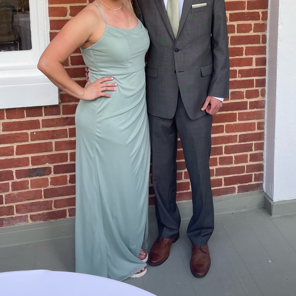 Sage Green Bridesmaid Dress with slit